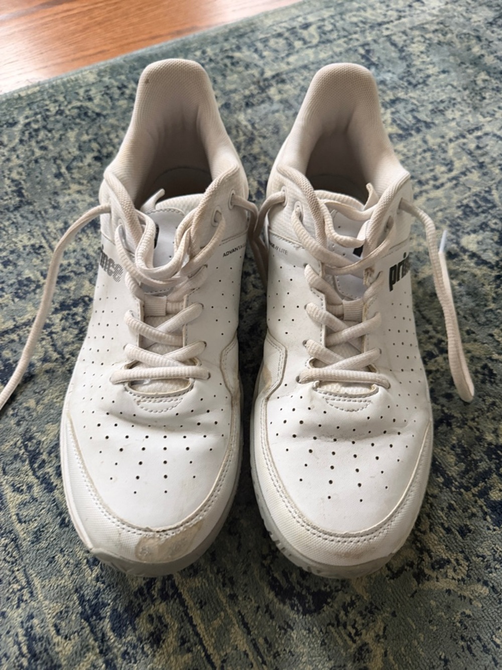 Prince White Men's Perforated Lace-Up Tennis Trainers 🌿